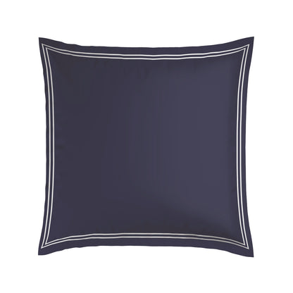 2 pillowcases - 100% cotton sateen TC200 - Nîmes - white / dark blue