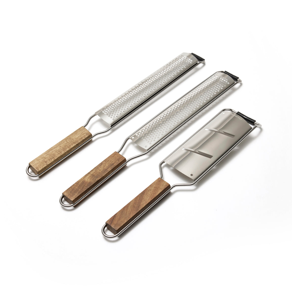 Set of 3 graters stainless steel - Wood