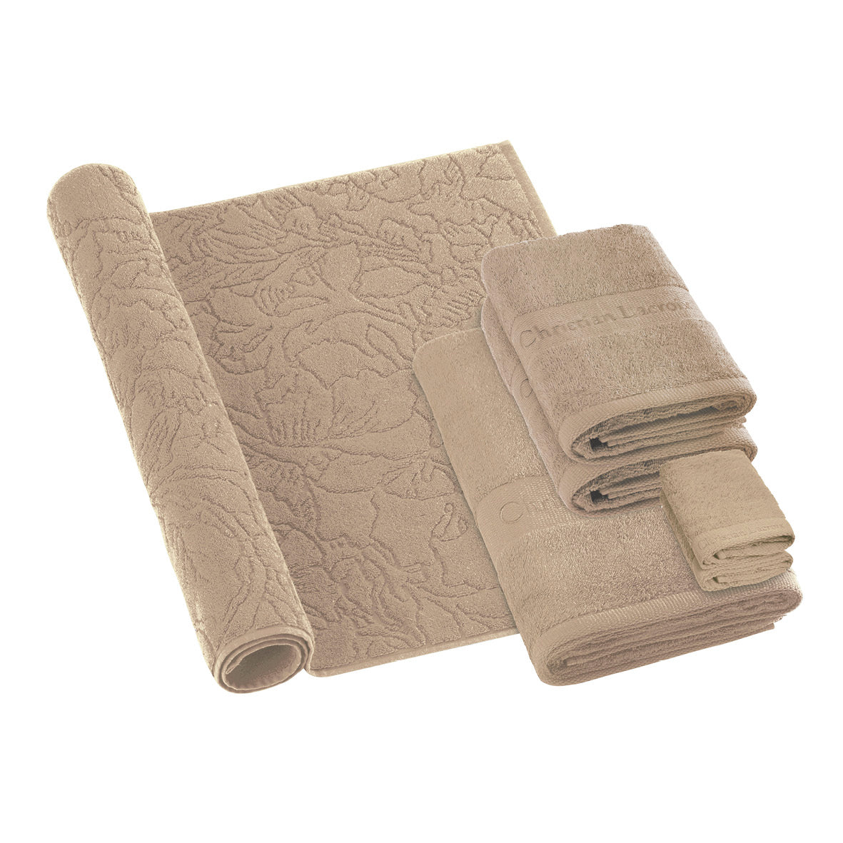 Complete bath linen set combed cotton - Azur Warm taupe
