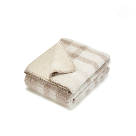 Fleece plaid - Square Beige / Taupe
