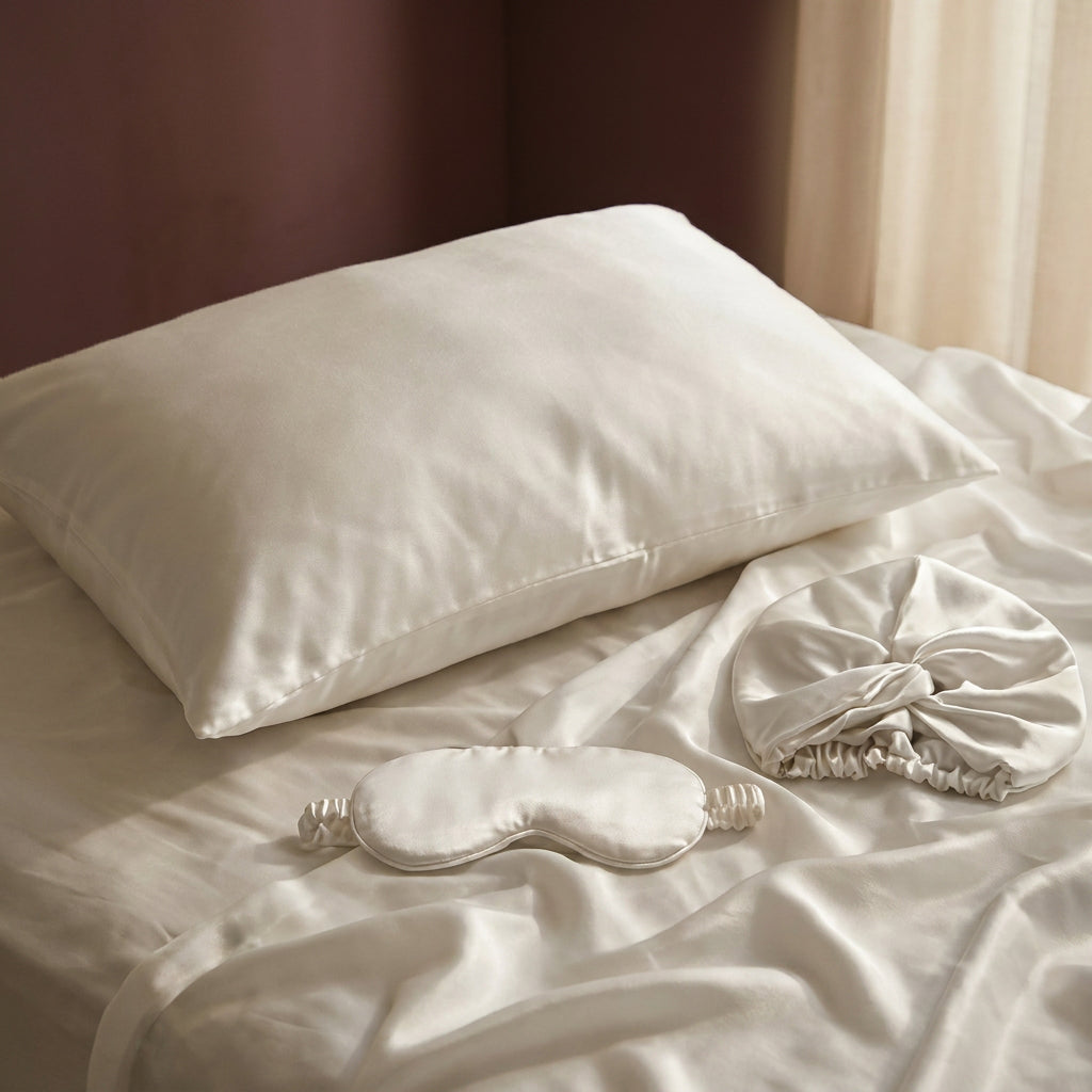 3-piece set - 100% mulberry silk 19 momme - Brume de soie - white