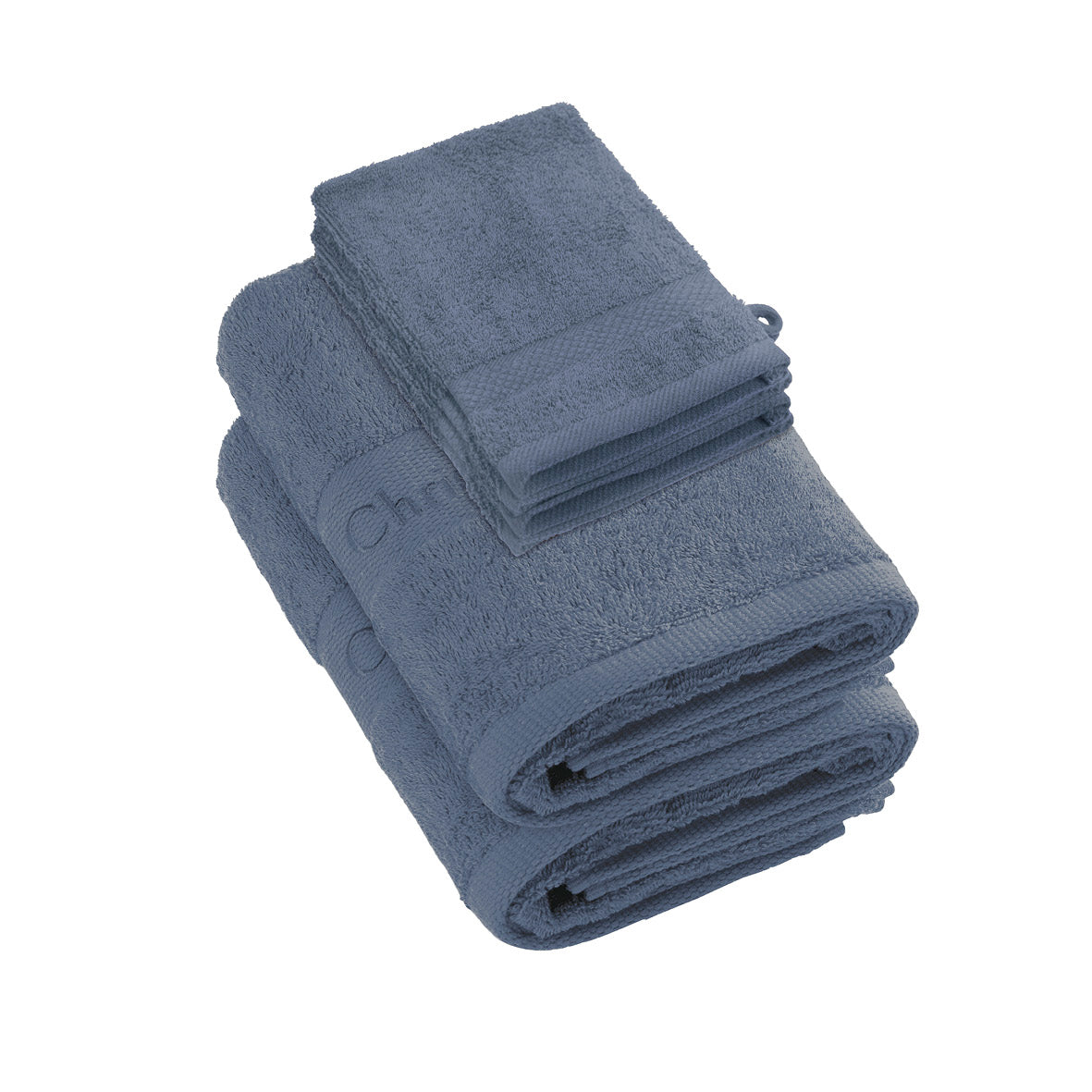 Complete bath linen set combed cotton - Azur - 6 pieces Blue grey