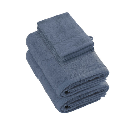 Complete bath linen set combed cotton - Azur - 6 pieces Blue grey