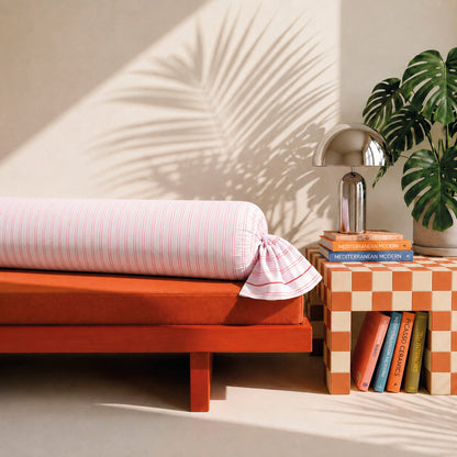 Pillowcase cotton satin - Éolia Pink / Red