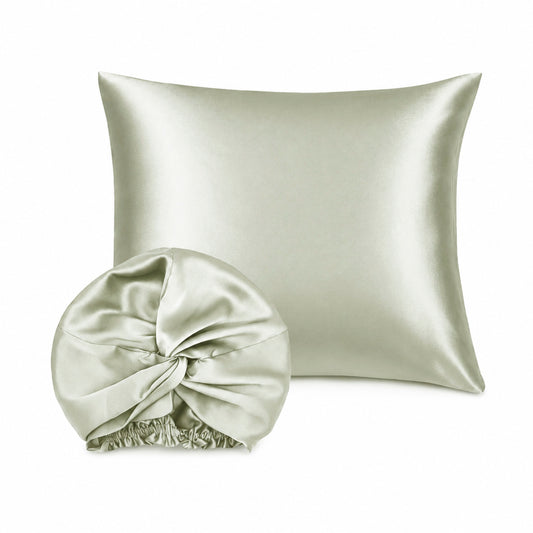 Pillowcase + nightcap silk - Nuit de soie Sage green