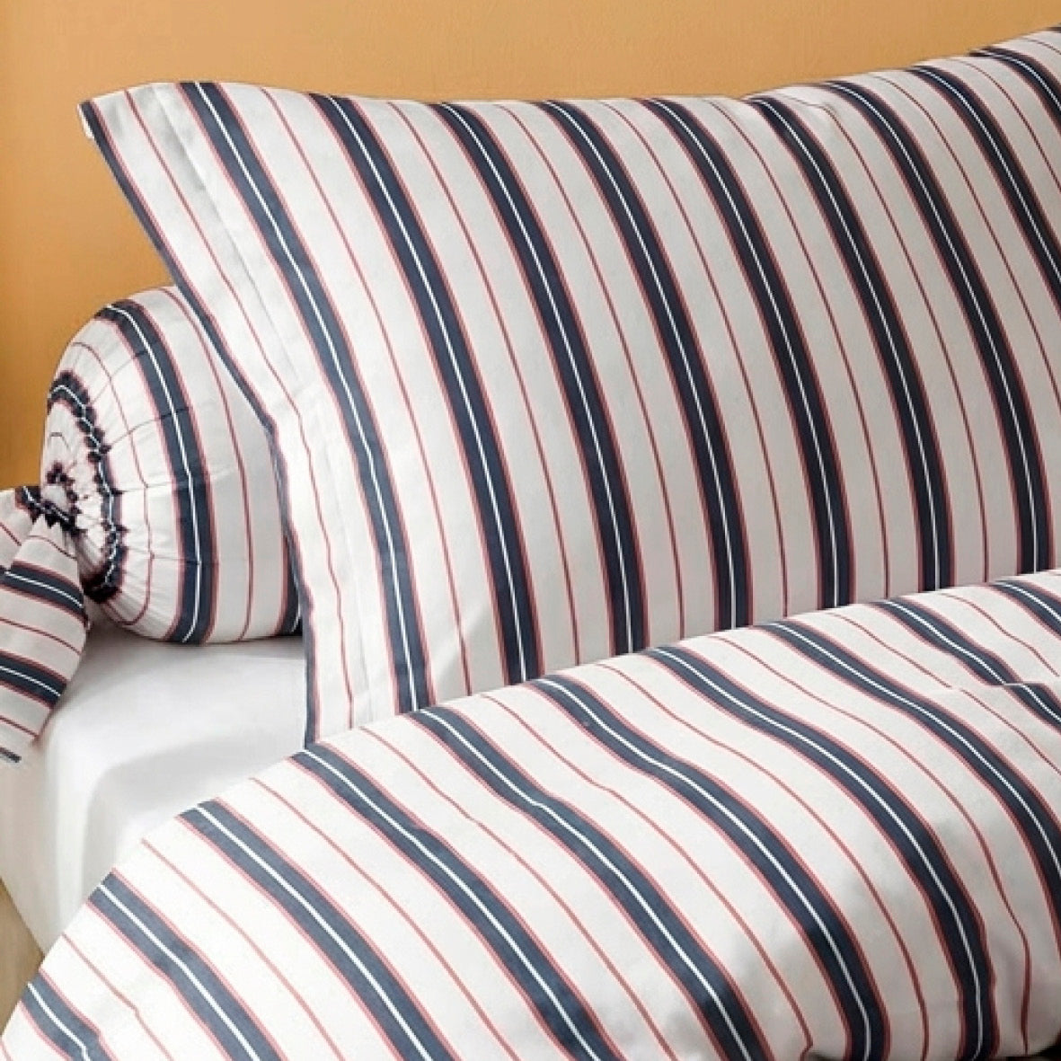 Pillowcase cotton satin - Rivage écarlate White / Blue