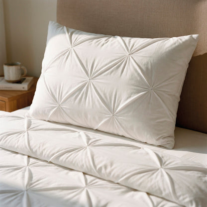 Pillowcase cotton satin pleated - Lys White