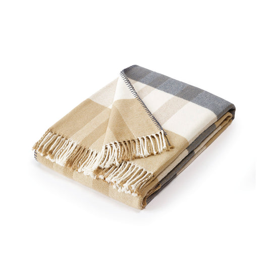 Woven plaid - Tartan Ochre / Grey