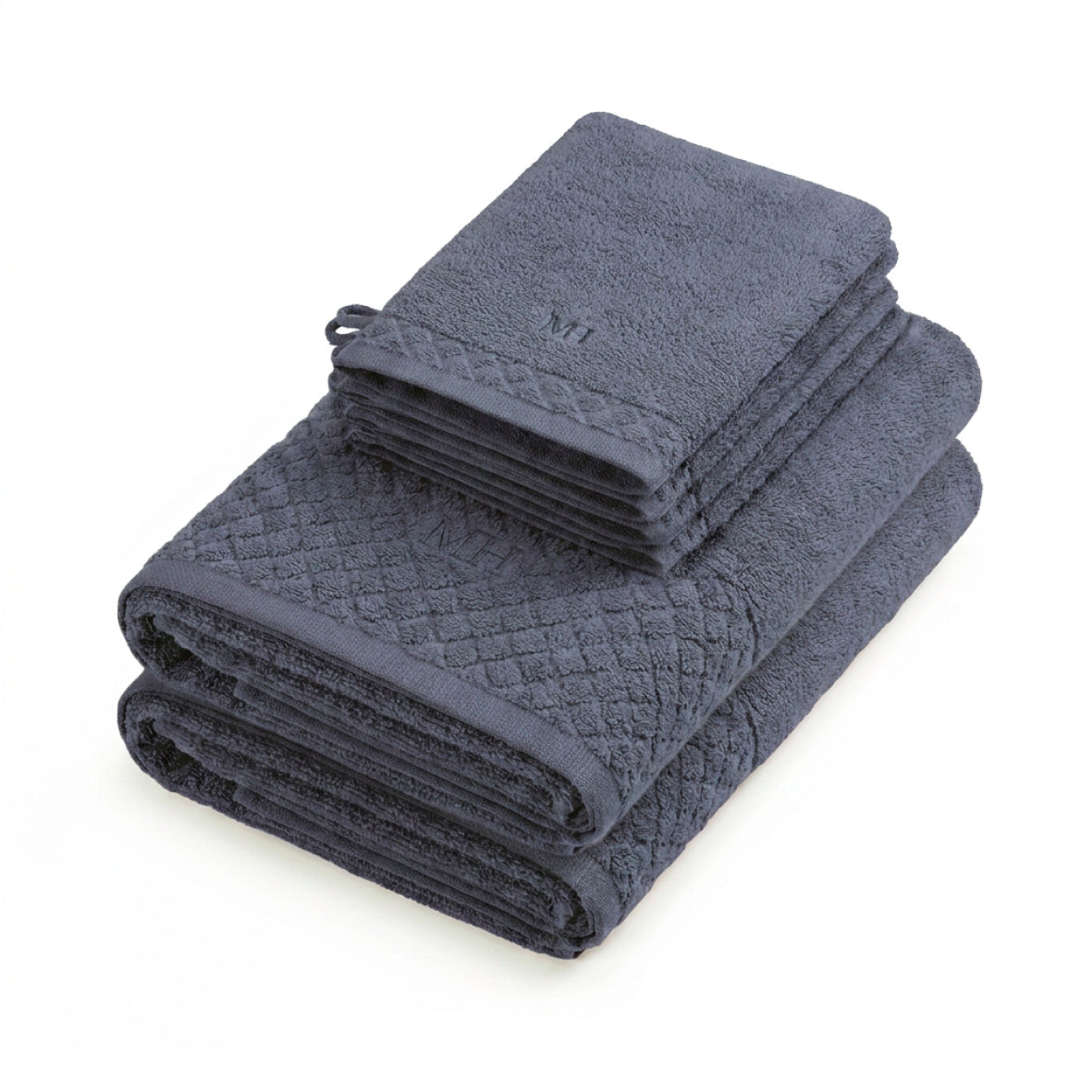 Complete bath linen set combed cotton LT - Eden - 6 pieces Blue grey