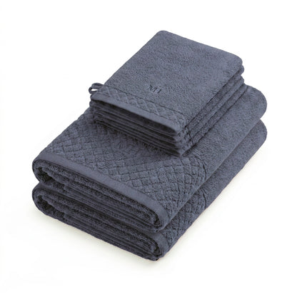 Complete bath linen set combed cotton LT - Eden - 6 pieces Blue grey