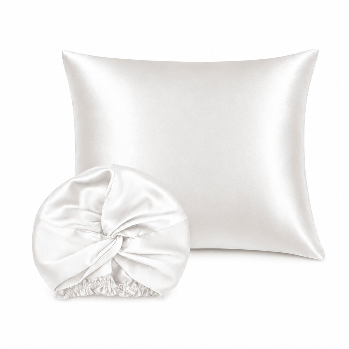 Pillowcase + nightcap silk - Nuit de soie White