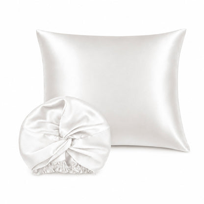 Pillowcase + nightcap silk - Nuit de soie White