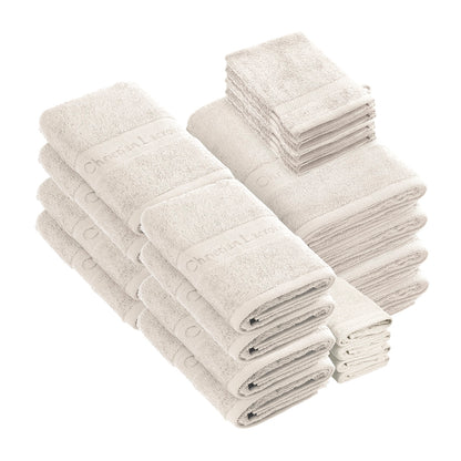 Complete bath linen set combed cotton - Azur - 24 pieces White