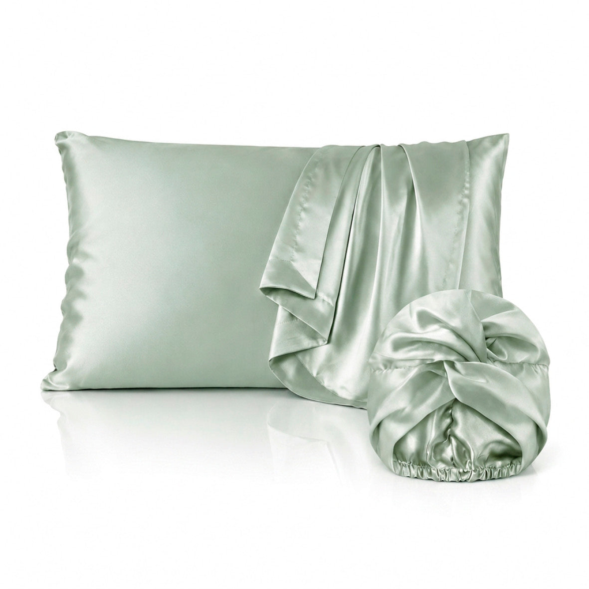 Pillowcase + nightcap silk - Lunéia Sage green