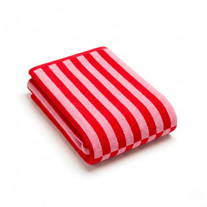 Beach towel cotton velvet - Sonora Pink / Burgundy - 90 x 180 cm