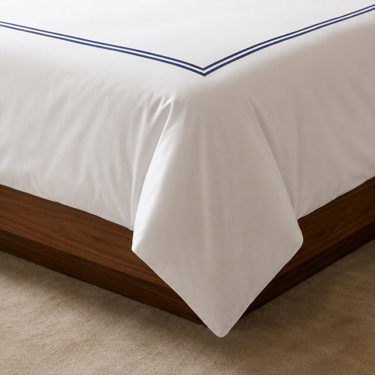 Duvet cover and pillowcase(s) set - 100% cotton sateen TC200 - Nîmes - dark blue / white