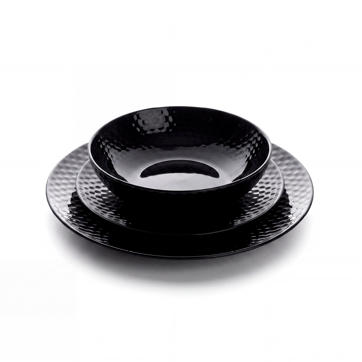 18-piece dinnerware set - Hammered Black - Made in France Default Title