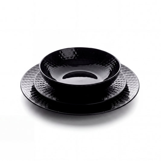 18-piece dinnerware set - Hammered Black - Made in France Default Title