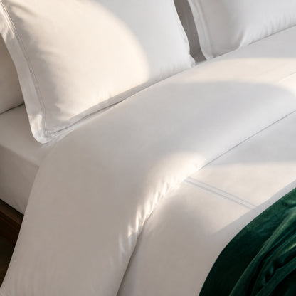 Duvet cover and pillowcase(s) set - 100% cotton sateen TC200 - Nîmes - white