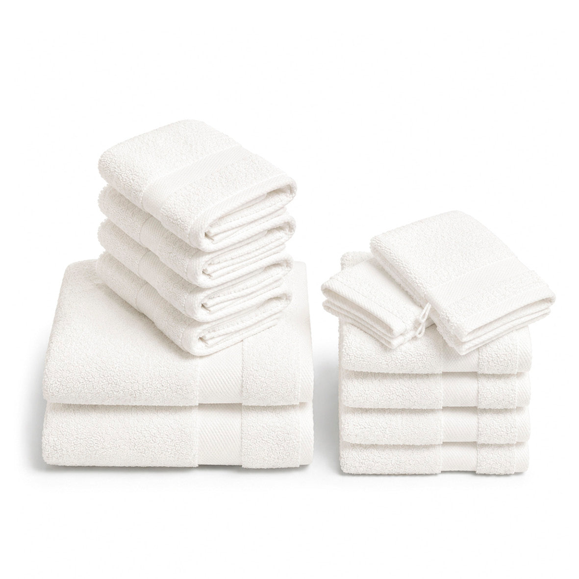 Complete bath linen set combed cotton - Sérénité - 12 pieces White