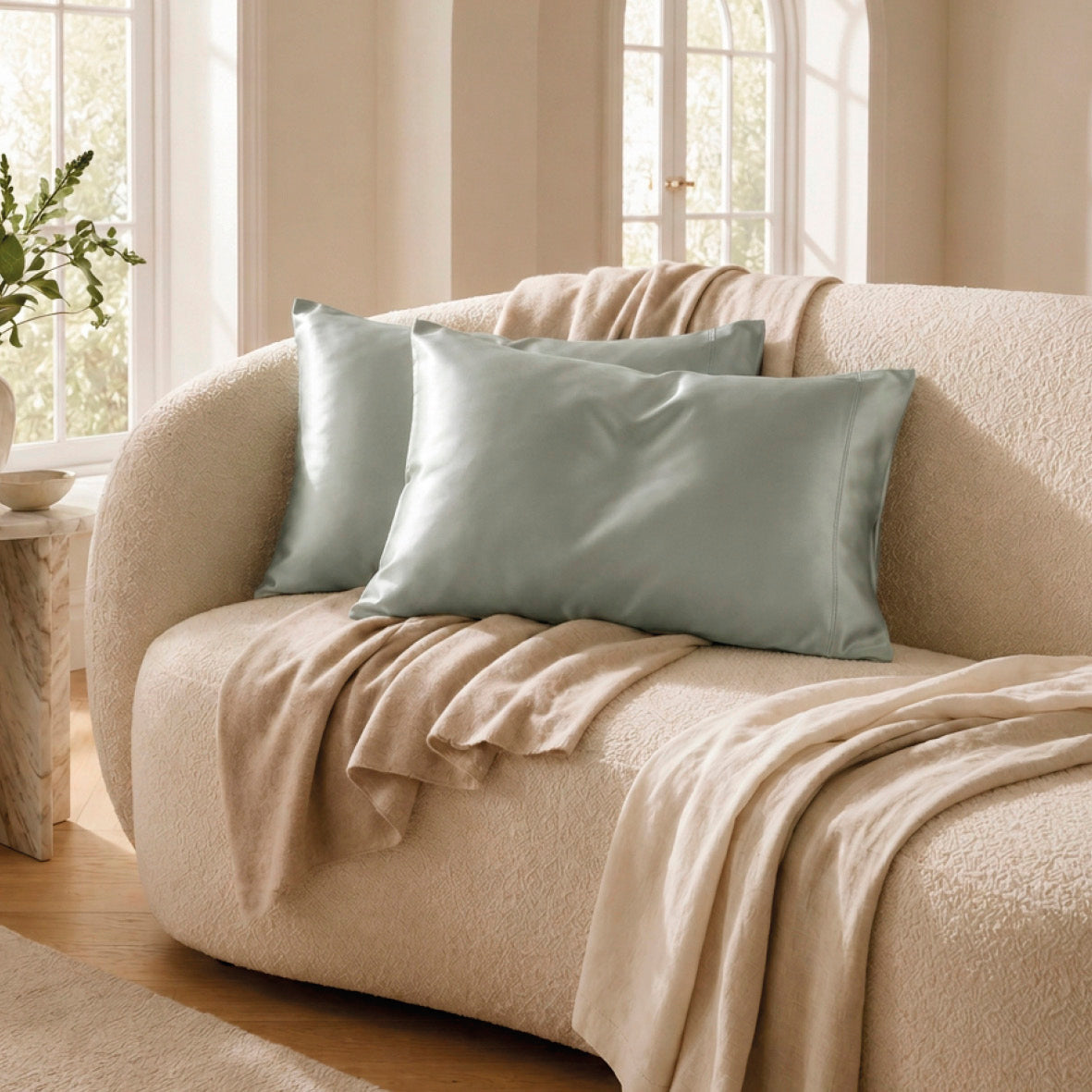 Pillowcase silk - Lunéia Sage green