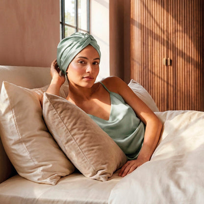 Nightcap silk - Caresse nocturne Sage green - 20 x 30 cm