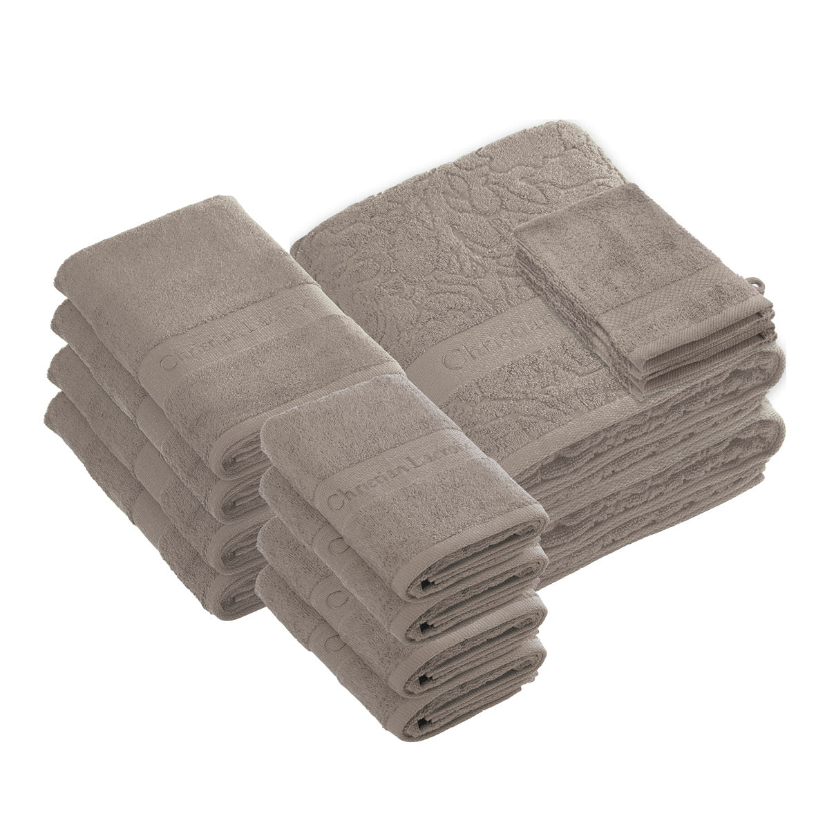 Complete bath linen set combed cotton - Azur - 14 pieces Brown
