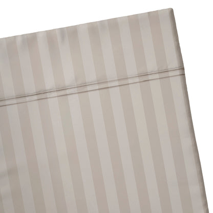 Flat sheet cotton satin - Dobby stripe woven Warm taupe