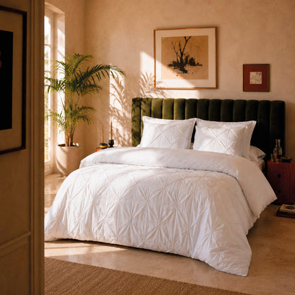 Pillowcase cotton satin pleated - Lys White