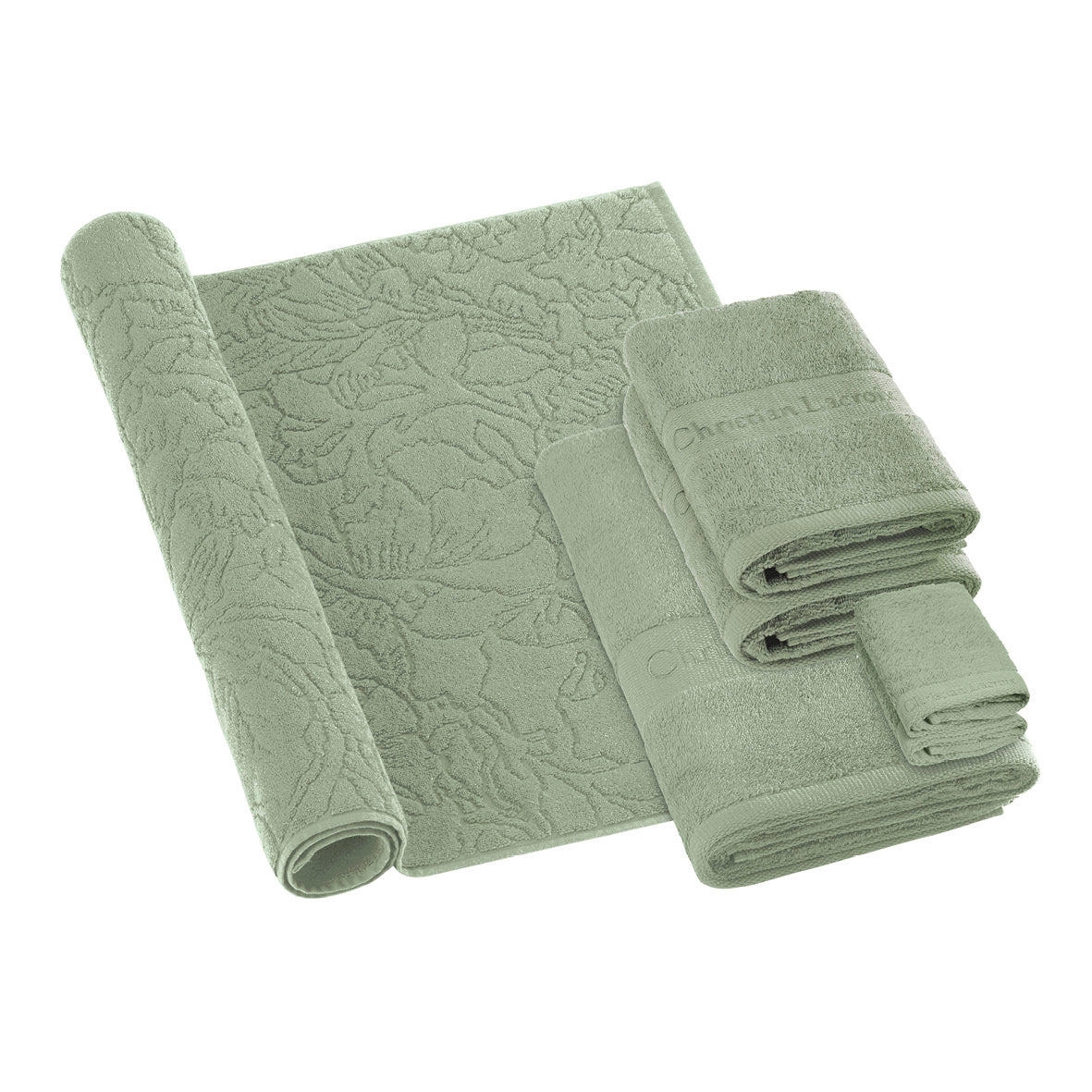 Complete bath linen set combed cotton - Azur Almond green