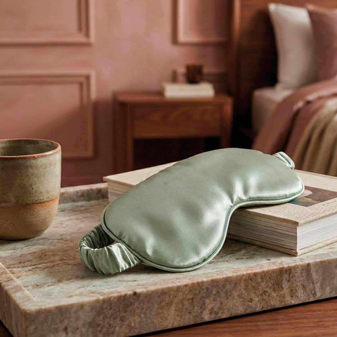 Eyemask silk - Éclipse Sage green - 8.5 x 20.5 cm