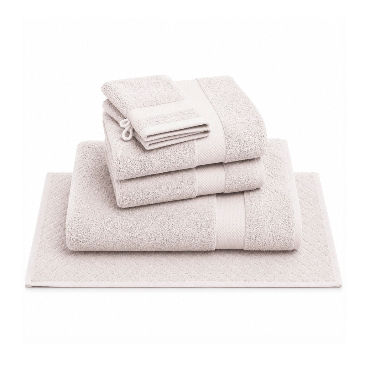 Complete bath linen set combed cotton - Sérénité - 6 pieces Sand