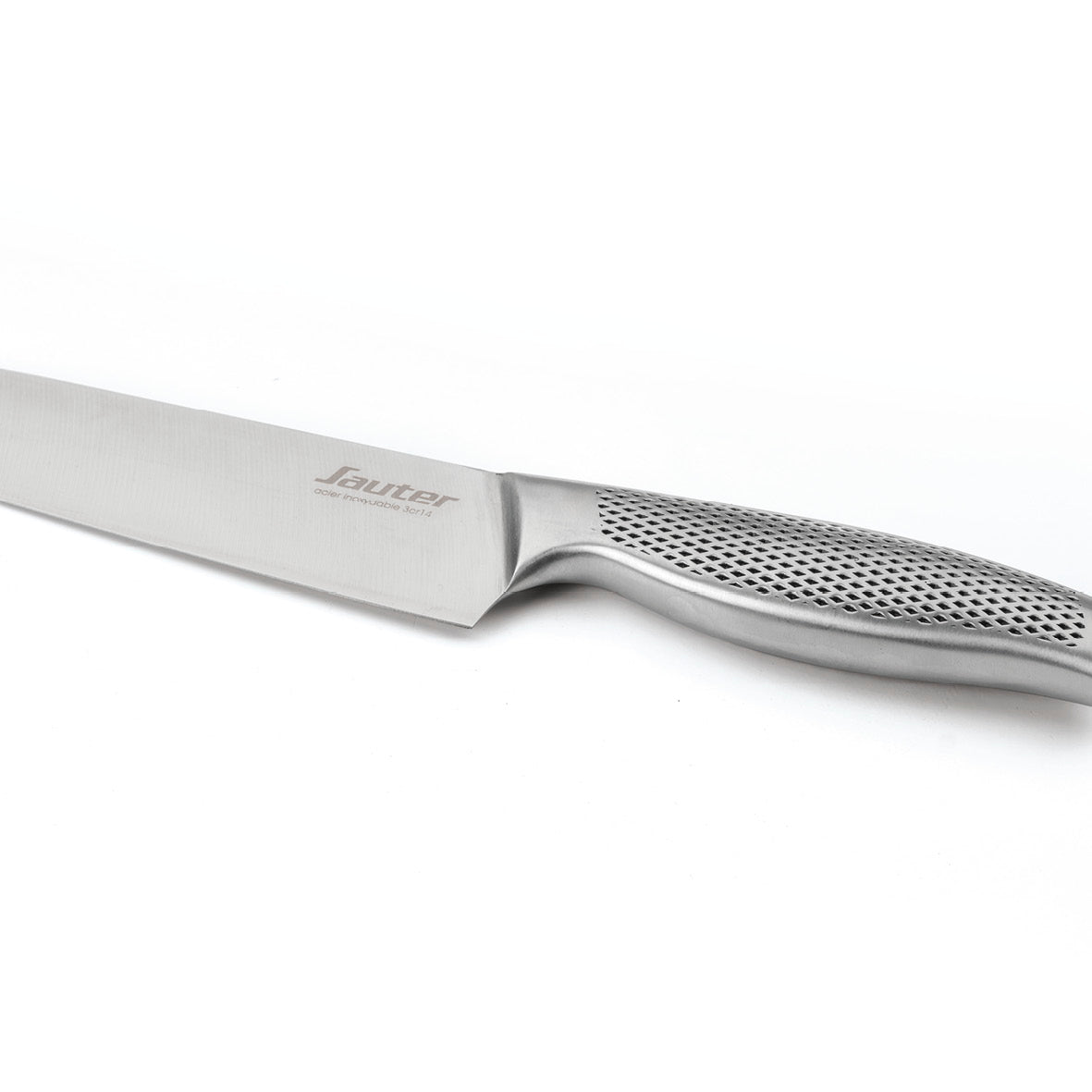 Set of 5 knives silver: chef's knife + slicing knife + paring knife + bread knife + utility knife + knife holder wood - Silver