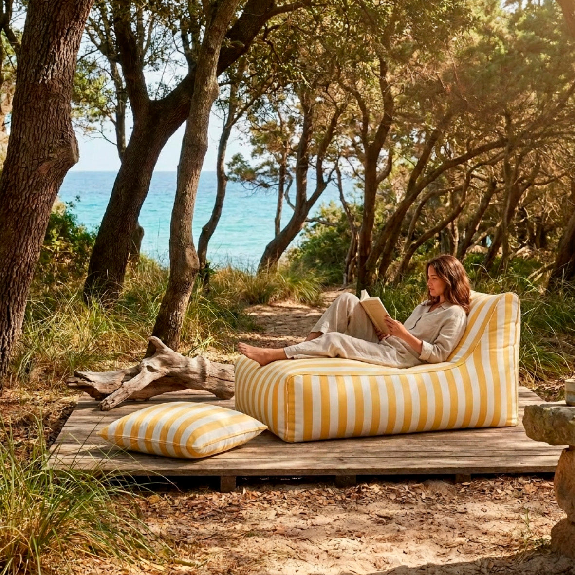 Lounger beanbag cover outdoor - Solana Yellow - Yellow - 100 x 70 x 65 cm