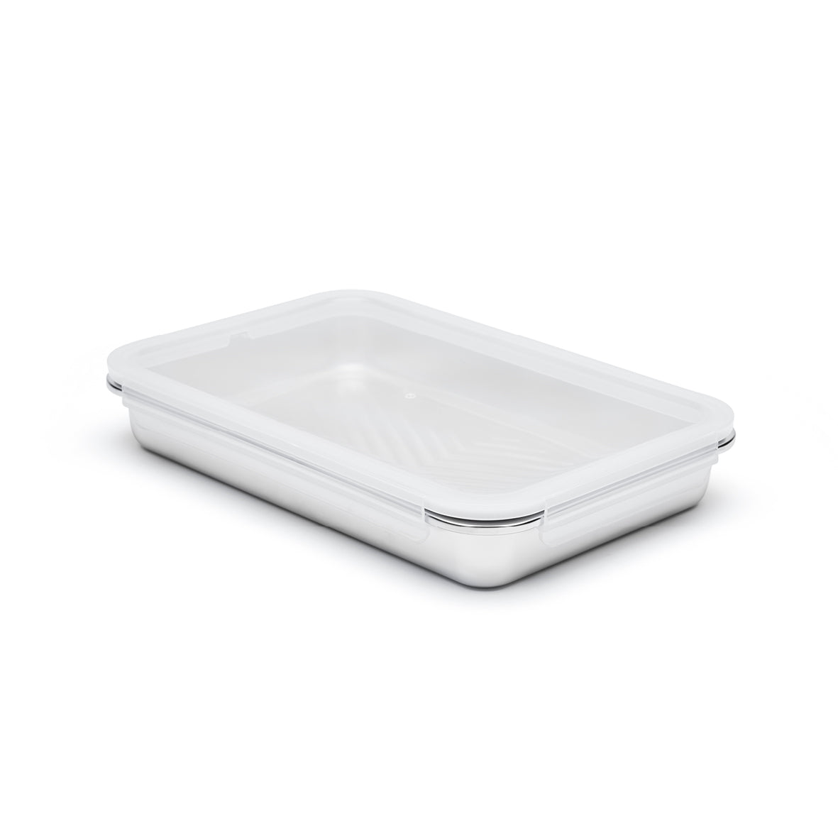 Set of 6 stainless steel containers with lid - silver
