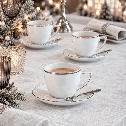 Set of 6 coffee cups - Brume White/Silver