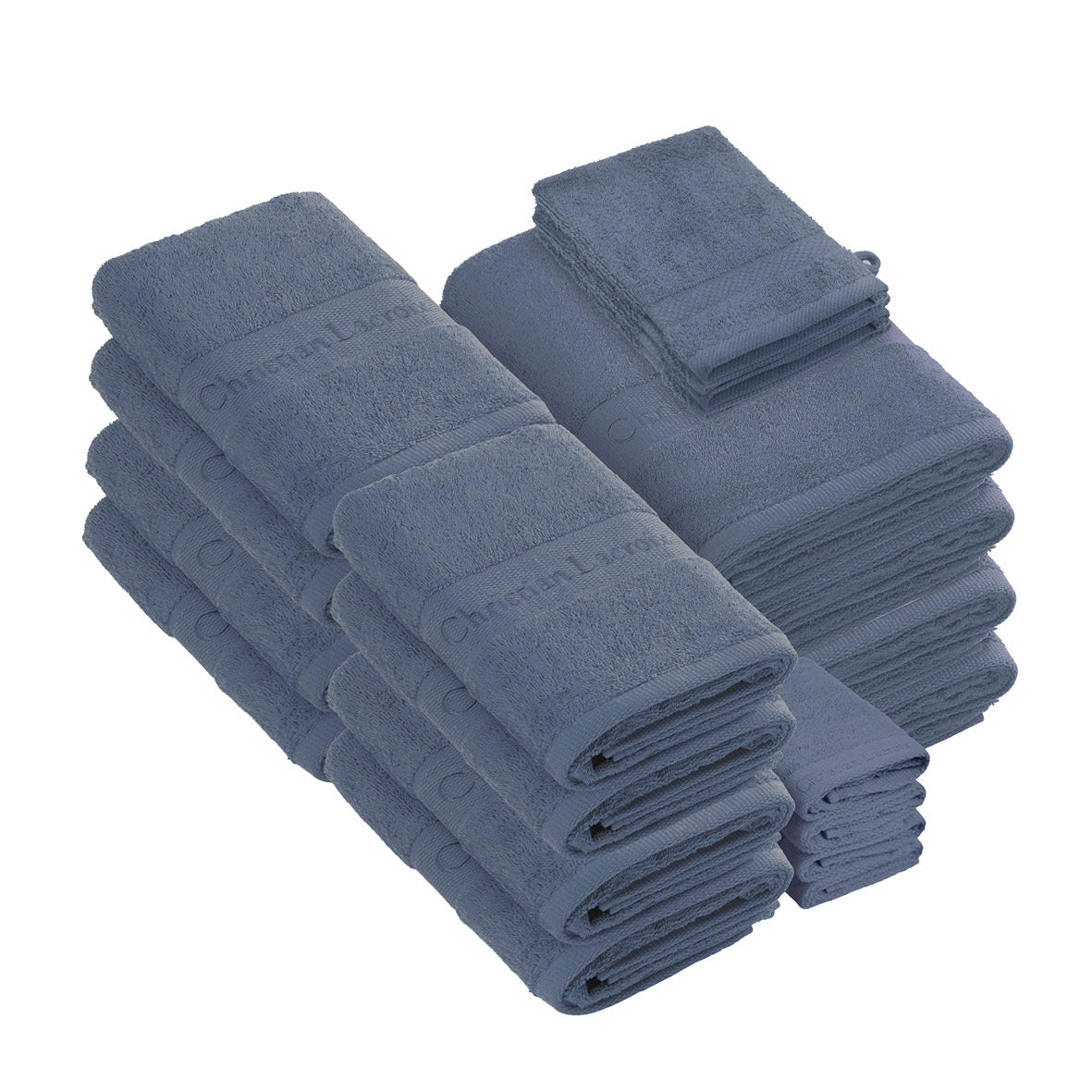 20-piece bath linen set - 100% combed cotton 570 gsm - Azur