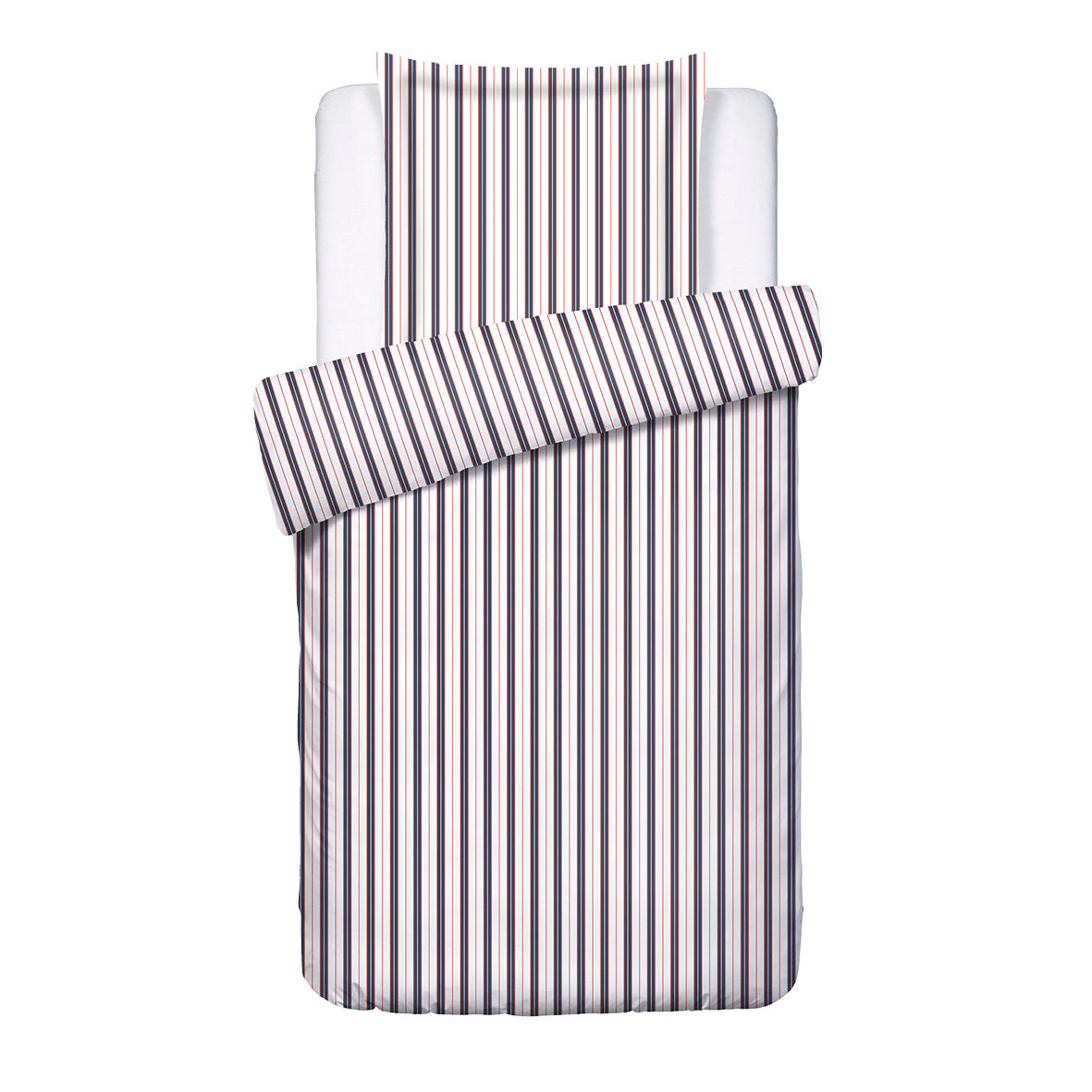 Duvet cover + pillowcase cotton satin - Rivage écarlate White / Blue
