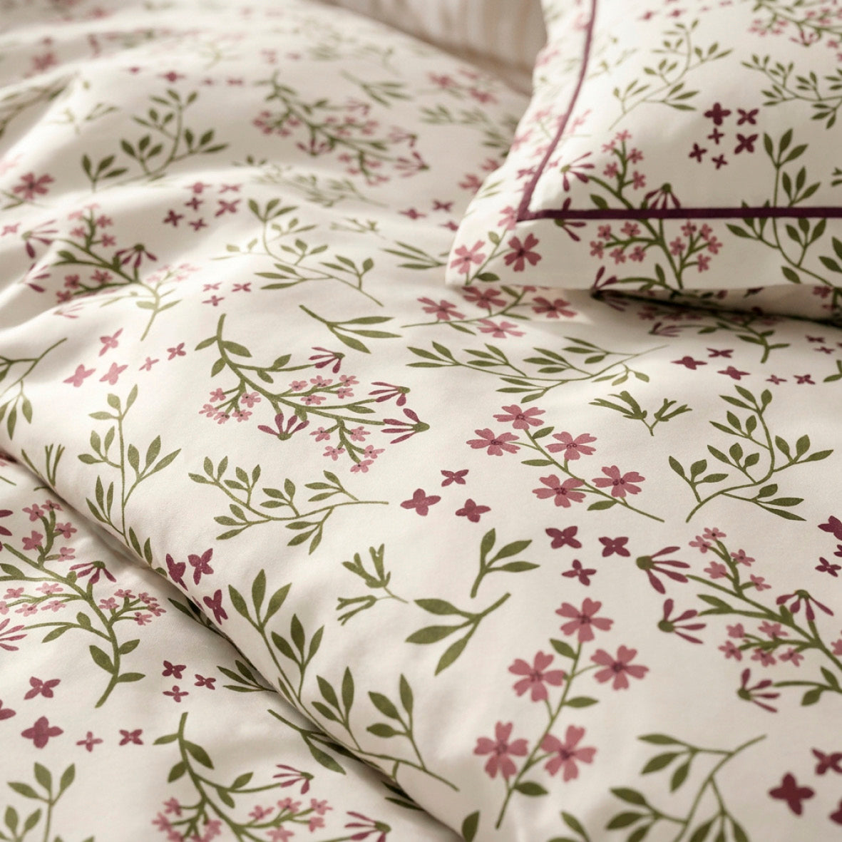 Bedspread cotton satin - Brin de campagne Beige - 220 x 250 cm