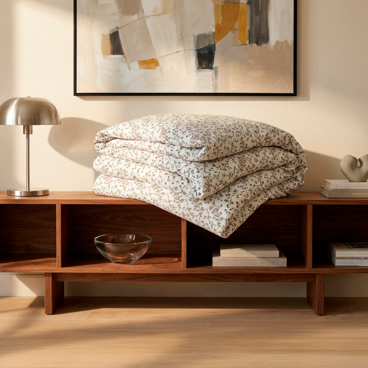 Duvet cover + pillowcase cotton satin - Brin de campagne Beige
