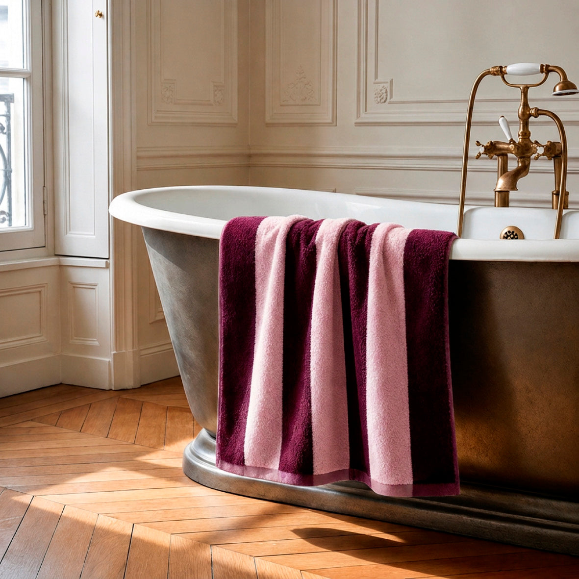 Bath towel cotton velvet - Lignage - 2 x (70 x 135 cm)