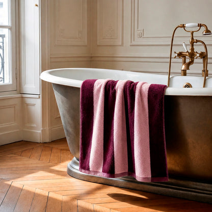 Bath towel cotton velvet - Lignage - 2 x (70 x 135 cm)