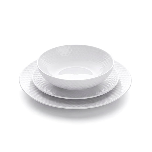 18-piece dinnerware set - Hammered White - Made in France Default Title