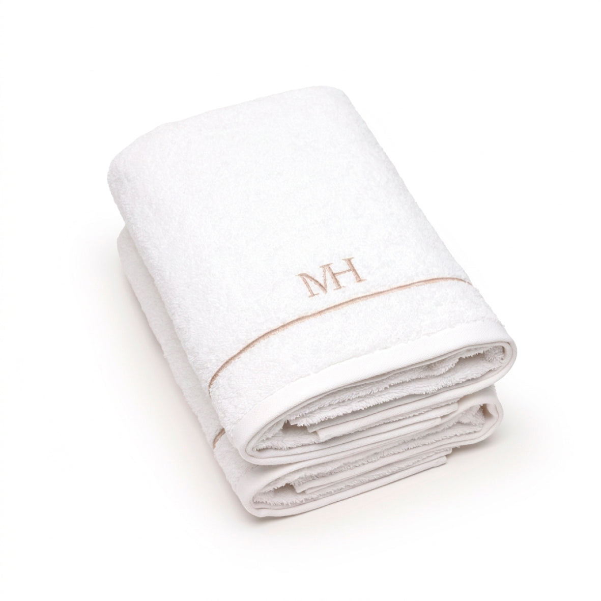 Bath towel combed cotton - John - 2 x (70 x 140 cm) Taupe White