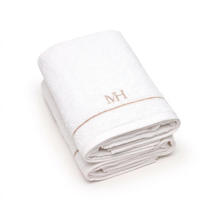 Bath towel combed cotton - John - 2 x (70 x 140 cm) Taupe White