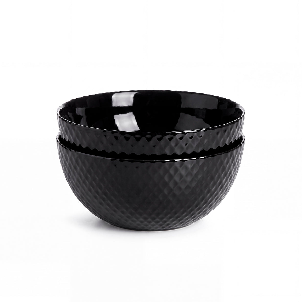 Set of 2 salad bowls 24 cm - Hammered Black - Made in France Default Title