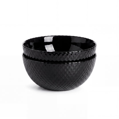 Set of 2 salad bowls 24 cm - Hammered Black - Made in France Default Title