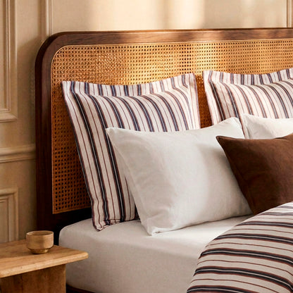 Duvet cover + pillowcase cotton satin - Rivage écarlate White / Blue