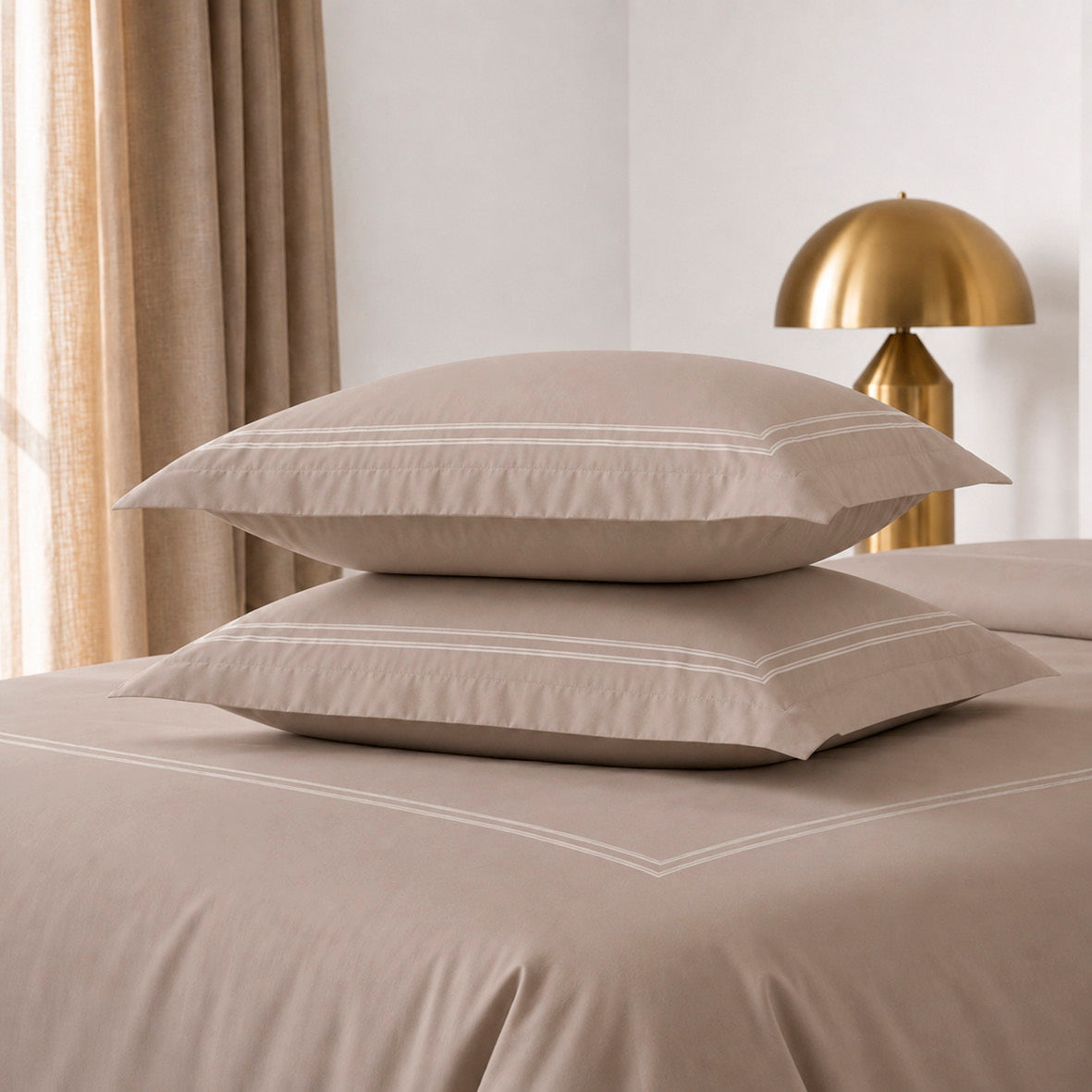 Flat sheet - 100% cotton sateen TC200 - Nîmes - taupe