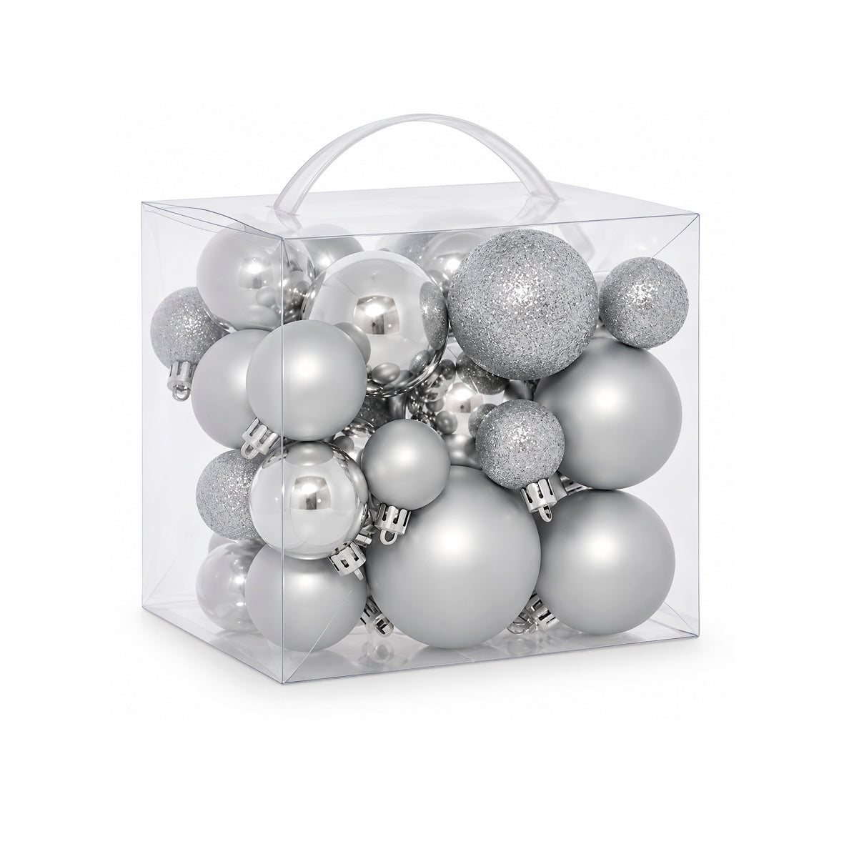 Set of 35 Christmas baubles - Silver Default Title